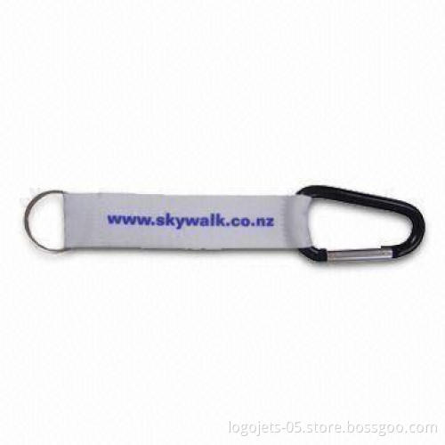 Web Strap with PVC Label and D-type Key Ring, Customized Logos are Accepted
